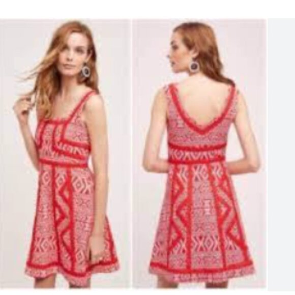 Anthropologie Dresses & Skirts - Anthropologie Maeve Red Embroidered Dress Size 4